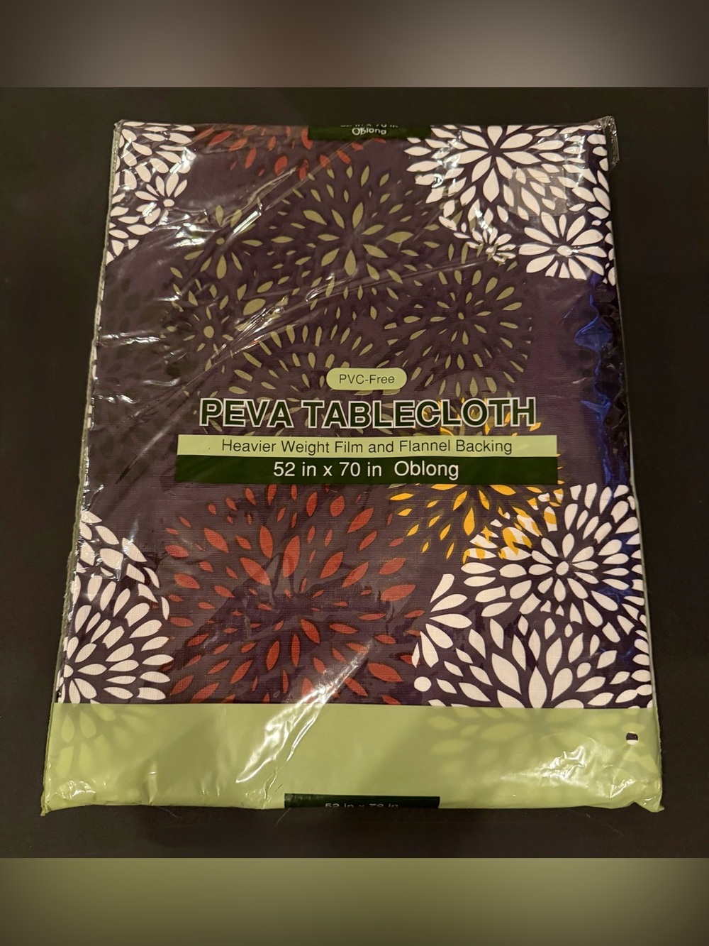Purple Floral PEVA Reusable Tablecloth - 52in x 70in Oblong